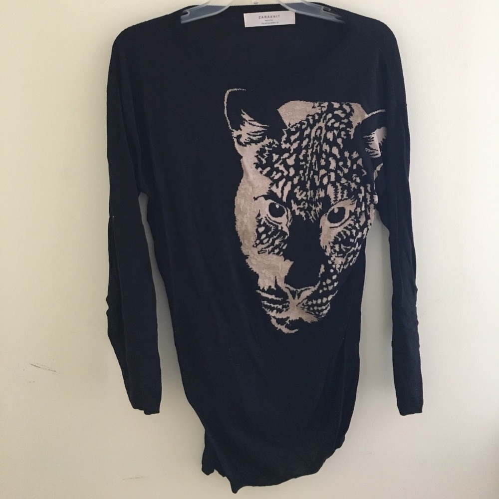 Zara knit long sweater with leopard!